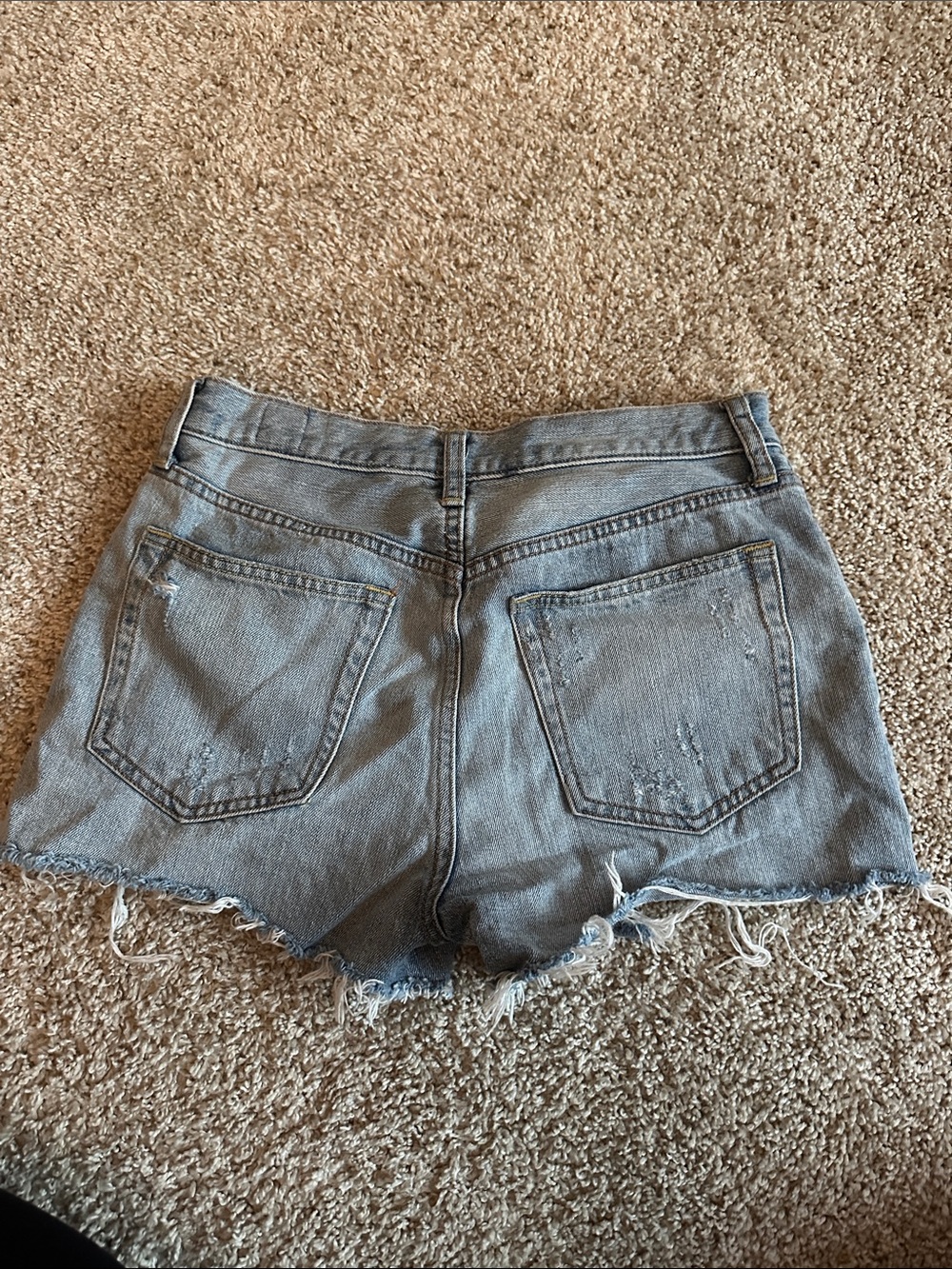 Free People Womens Distressed Denim Shorts - Light Blue - Picture 2 of 3